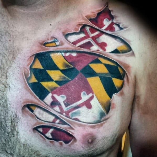 Male Maryland Flag Themed Tattoos