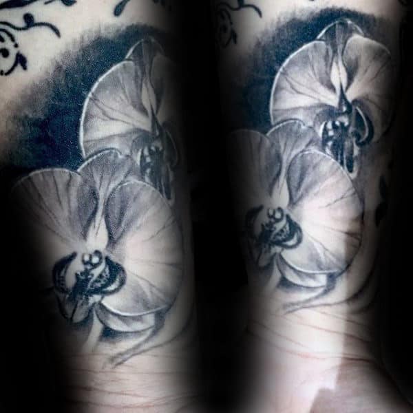 Male Orchid Flower Wrist Tattoos