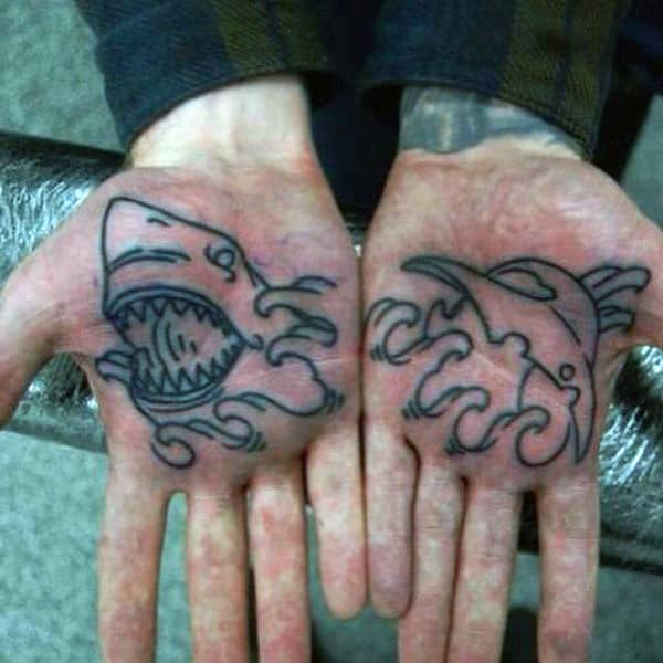 Male Palm Sharks In Water Tattoo