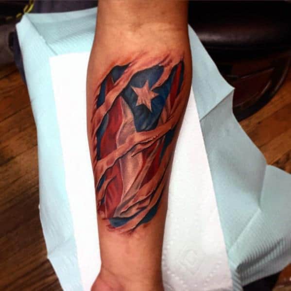 Male Puerto Rican Flag Themed Tattoos