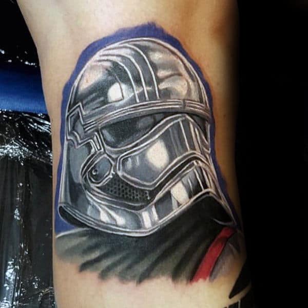 Male Rib Cage Stormtrooper Chrome Helmet Tattoo Designs