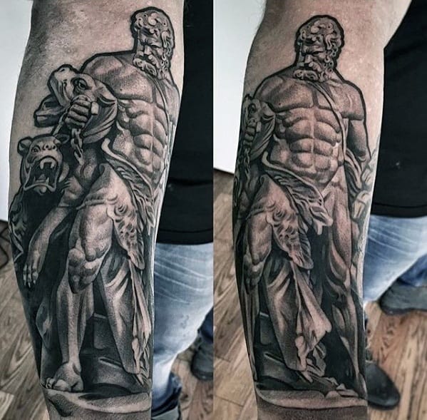 Male Roman Statue Tattoo Design Inspiration On Forearm