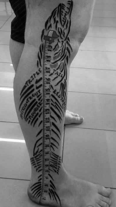 Male Ruler Tattoo Design Inspiration On Leg
