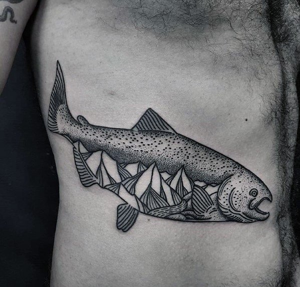 Male Salmon Themed Tattoos