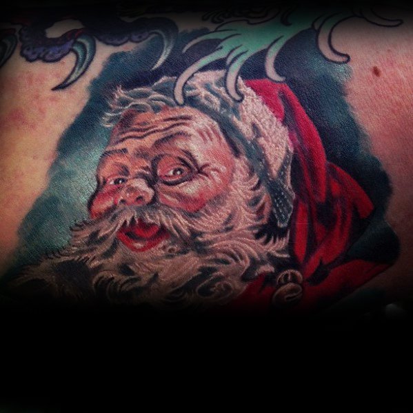 Male Santa Claus Themed Tattoo Inspiration