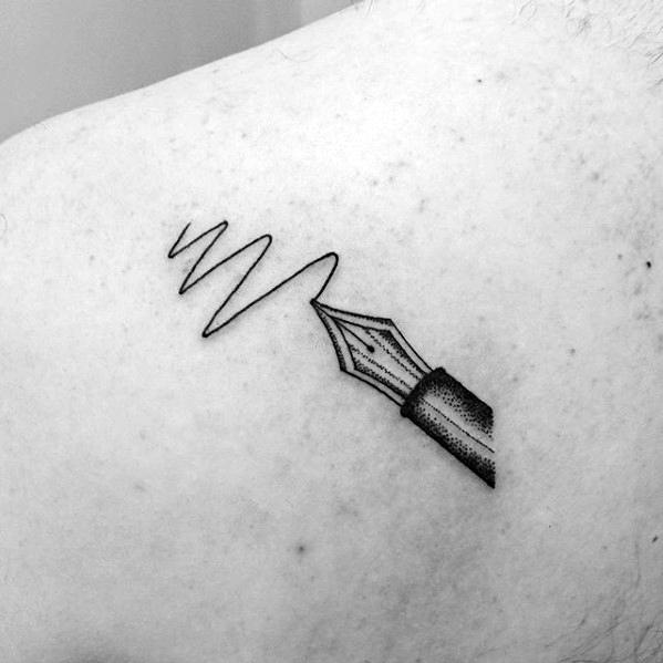 Male Shoulder Badass Small Ink Pen Tattoo Design Ideas