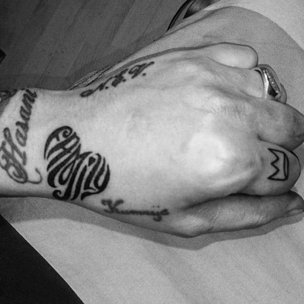 Male Simple Hand Tattoo Family Heart Typography Design Inspiration