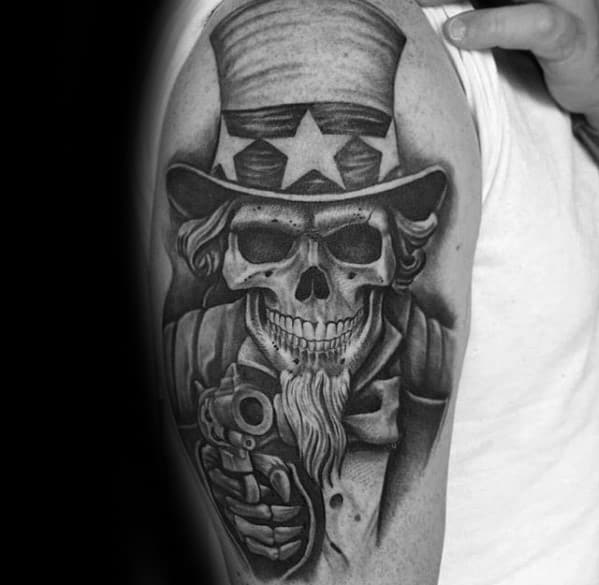 Male Skull Uncle Sam Tattoo Ideas