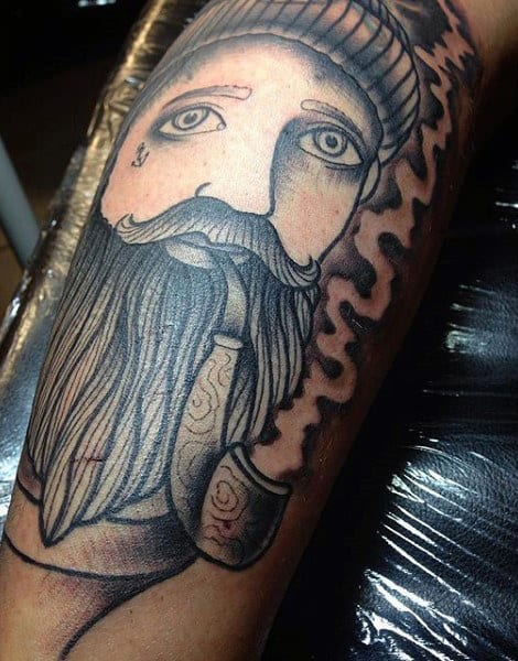 Male Bearded Man With Smoke Tattoo