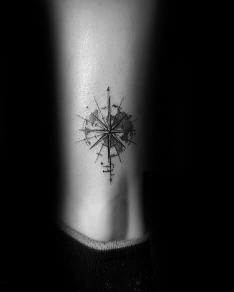 Male Small Compass Themed Tattoo Inspiration