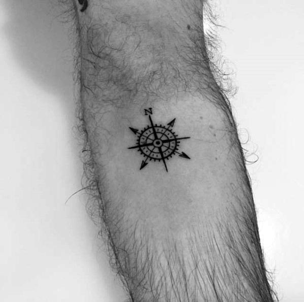 Male Small Compass Themed Tattoos