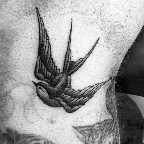 Male Sparrow Simple Traditional Thigh Tattoos