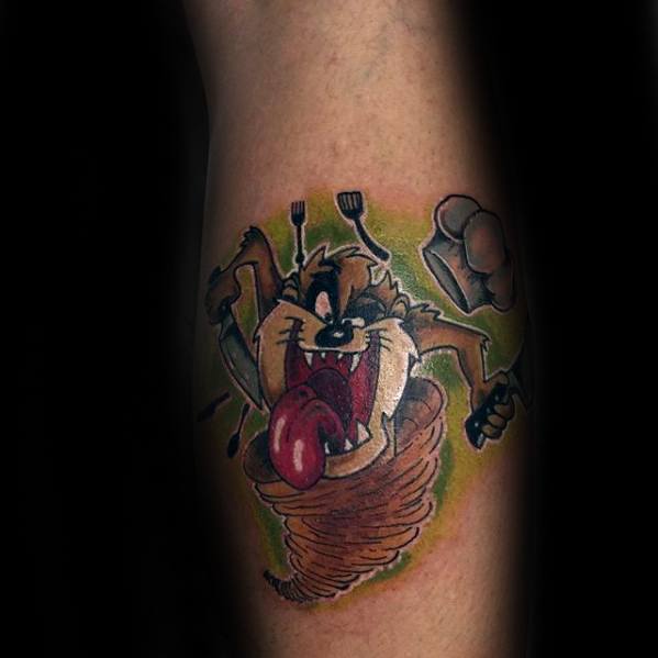 Male Tasmanian Devil Tattoo Ideas Leg Calf