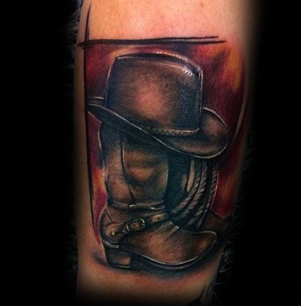 Male Tattoo Ideas Cowboy Hat Themed