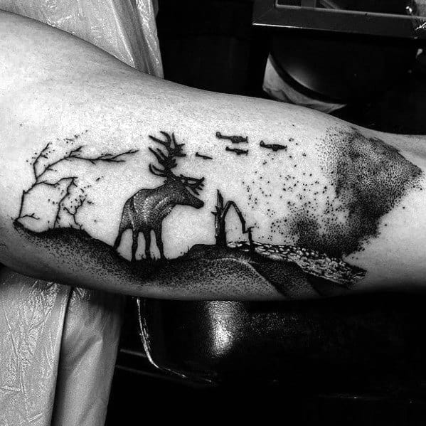 Male Tattoo Ideas Elk Themed