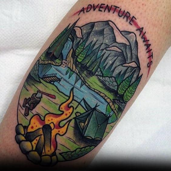 Male Tattoo Ideas Hiking Themed
