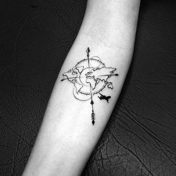 Male Tattoo Ideas Simple Compass Themed