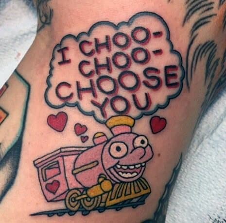 Male Tattoo Ideas Train Simpsons Themed