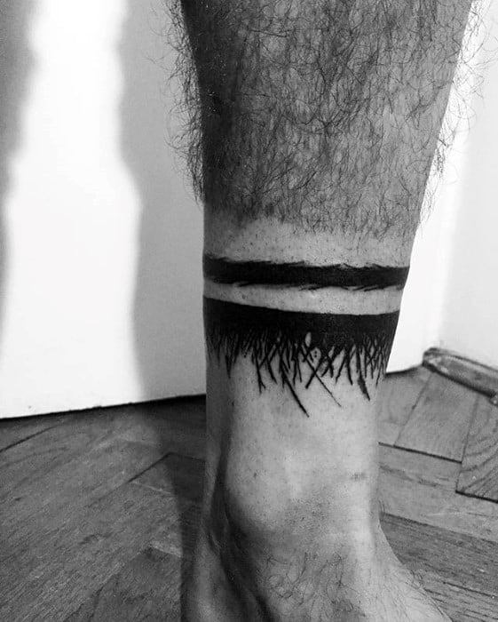Male Tattoo With Ankle Band Design