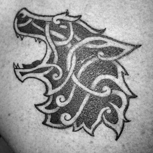 Male Tattoo With Celtic Wolf Design