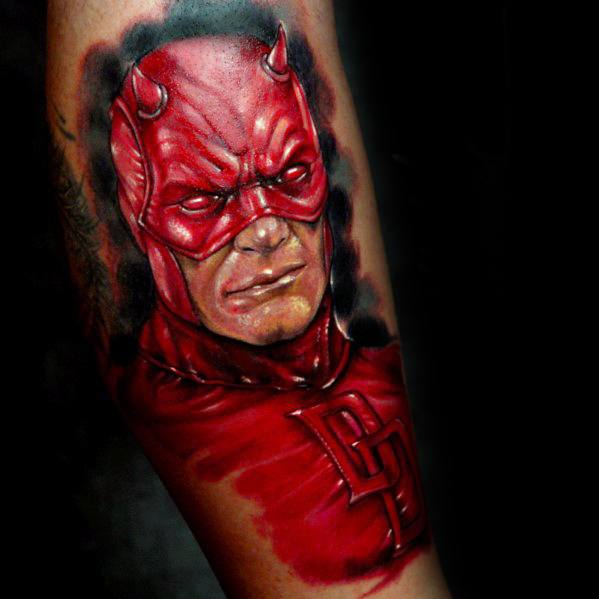 Male Tattoo With Daredevil Design