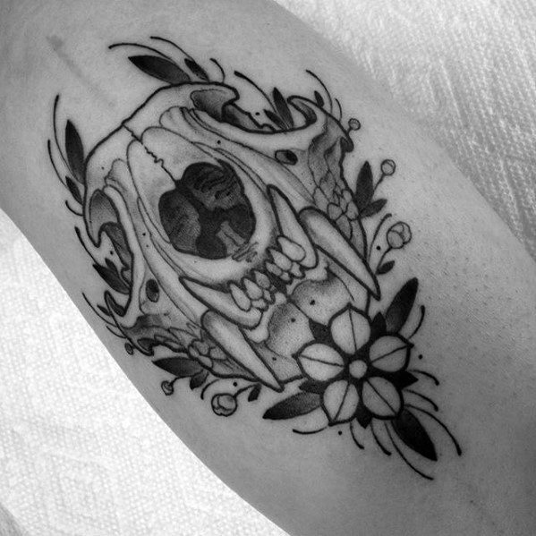 Male Tattoo With Fox Skull Design