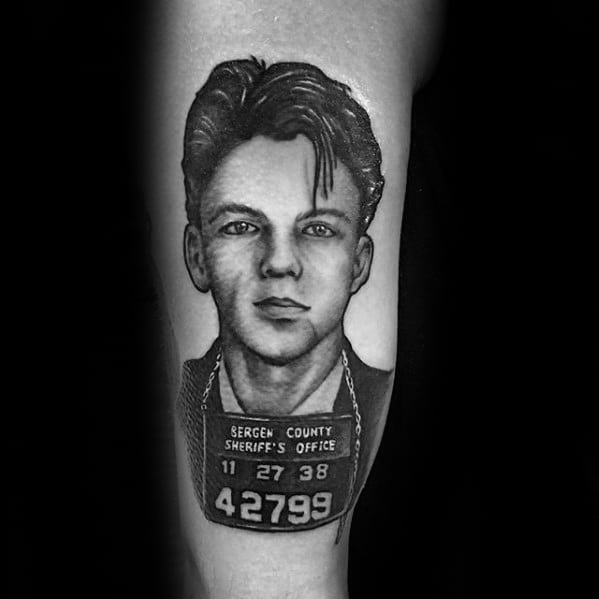 Male Tattoo With Frank Sinatra Arm Portrait Design
