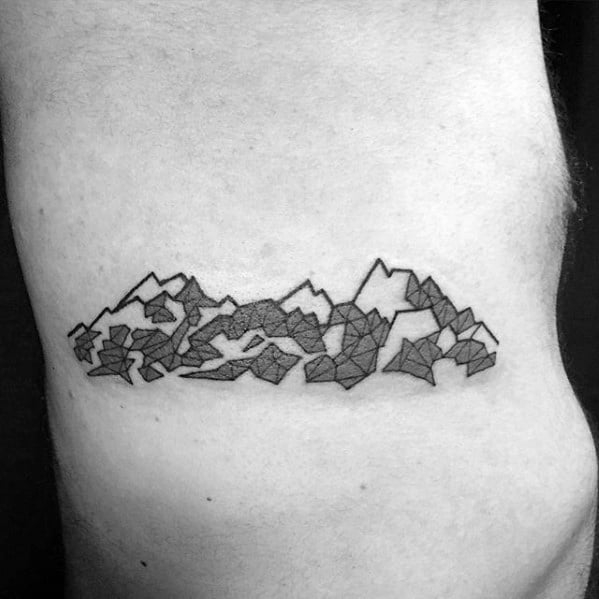 Male Tattoo With Geometric Mountain Design