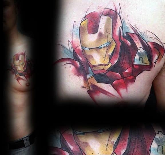 Male Tattoo With Iron Man Design