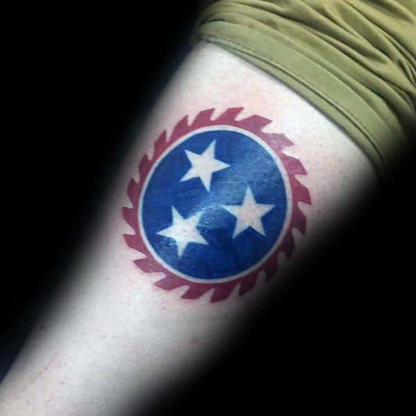 Male Tennessee Flag Themed Tattoos