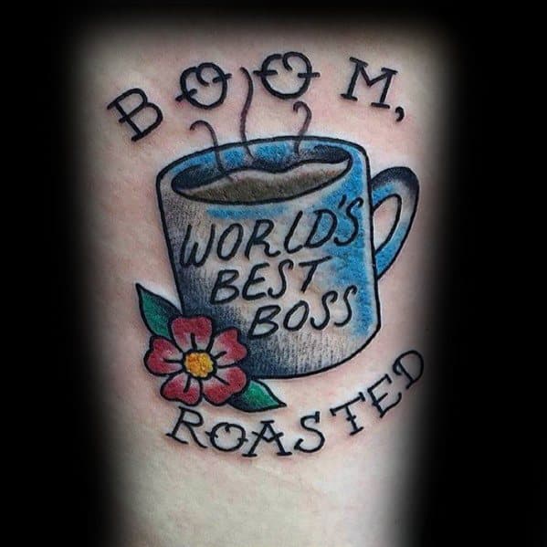 Male The Office Tattoos Boom Roasted Coffee Mug
