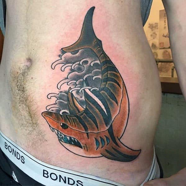 Male Tiger Shark Tattoo Design Inspiration