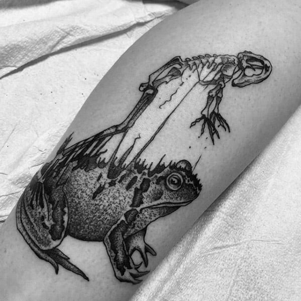 Male Toad Skeleton Forearm Tattoo Design Inspiration