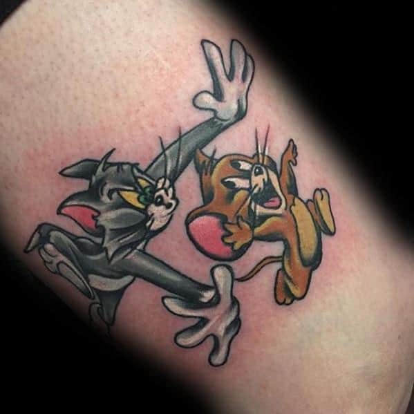 40 Tom And Jerry Tattoo Designs For Men - Cartoon Ink Ideas