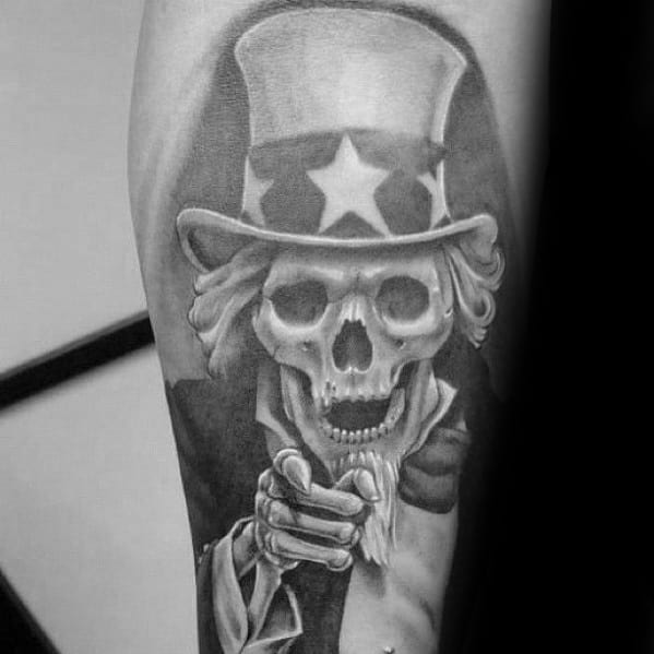Male Uncle Sam Skull Tattoo Design Inspiration