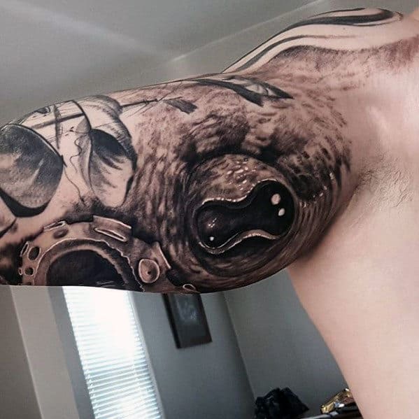 Male With 3d Octopus Eye Realistic Inner Arm Tattoo