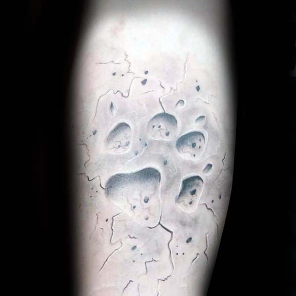 Male With Badass Stone 3d Paw Print Inner Forearm Tattoo