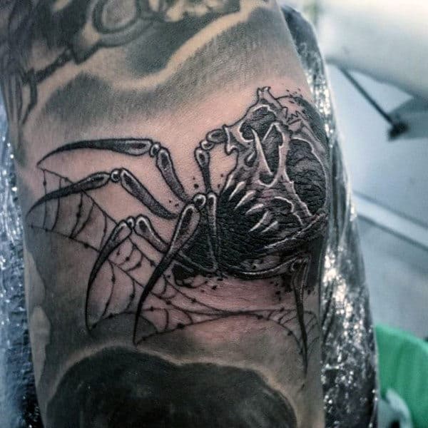 Male With Chilling Spider Tattooon Legs