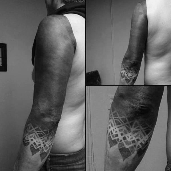 Male With Cool Blackout Half Sleeve Tattoo Design