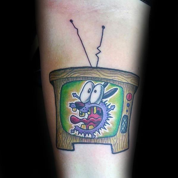 Male With Cool Courage The Cowardly Dog Tattoo Design
