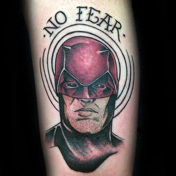 Male With Cool Daredevil Tattoo Design