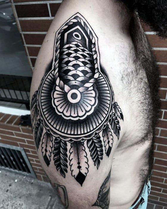 Male With Cool Epaulette Tattoo Design