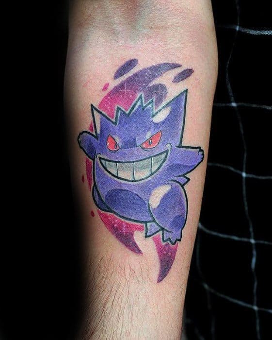 Male With Cool Gengar Tattoo Design