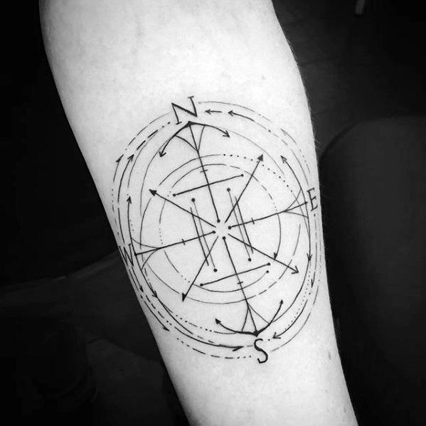 Minimal style compass tattoo - Tattoogrid.net