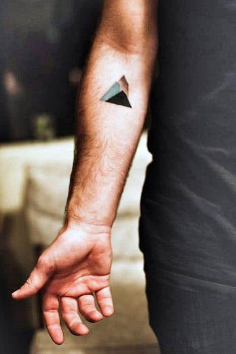 Male With Cool Geometric Mountain Tattoo Design