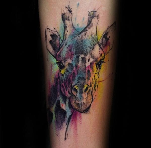 Watercolor small giraffe tattoo  Tattoogridnet