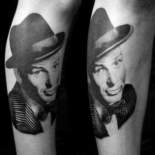 Male With Cool Leg Frank Sinatra Tattoo Design