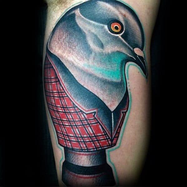 Black And White Flying Pigeon Tattoo Design By Nick Fox