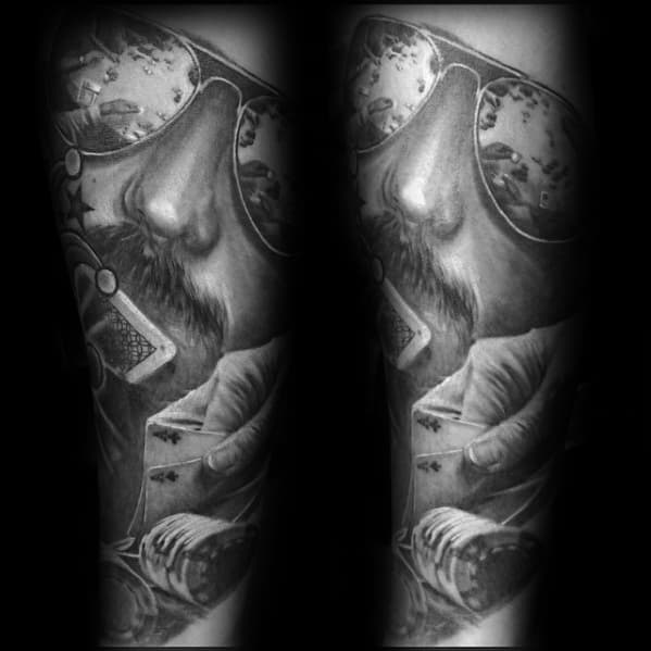 Male With Cool Poker Chip Forearm Tattoo Design
