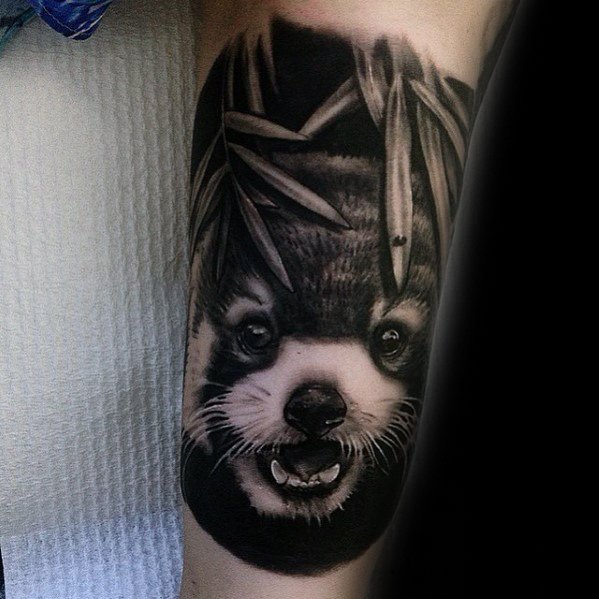 Male With Cool Red Panda 3d Inner Arm Tattoo Design